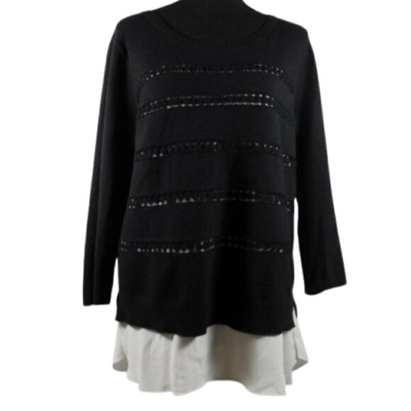 Anthropologie Angel of The North Cashmere Blend Navy Blue Layered Top Sweater - Picture 2 of 6